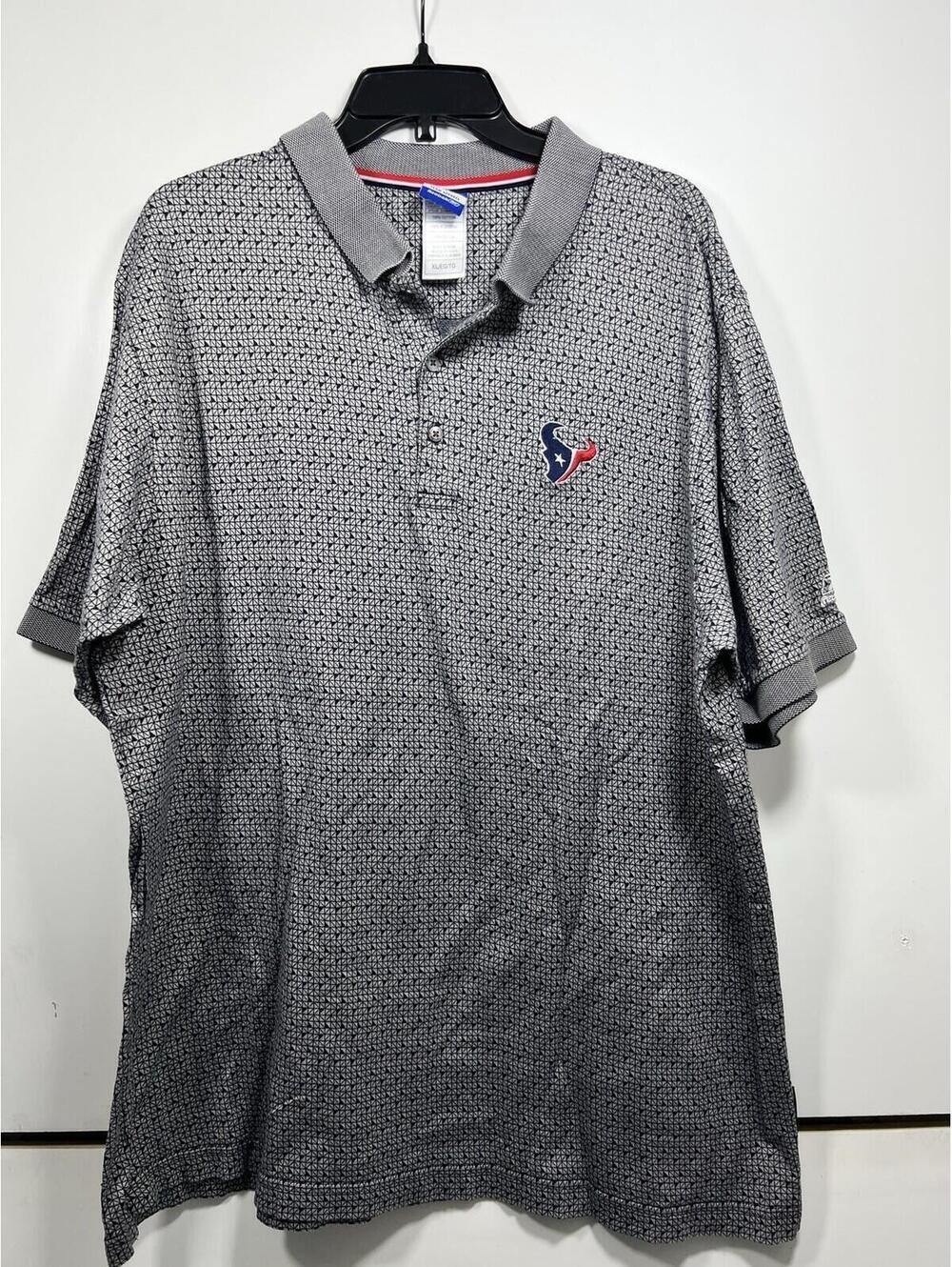 VTG Houston Texans Polo Shirt Men’s XL Reebok NFL Team Apparel Micro Gray Print